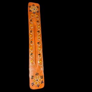 Handcrafted Orange Floral Incense Holder